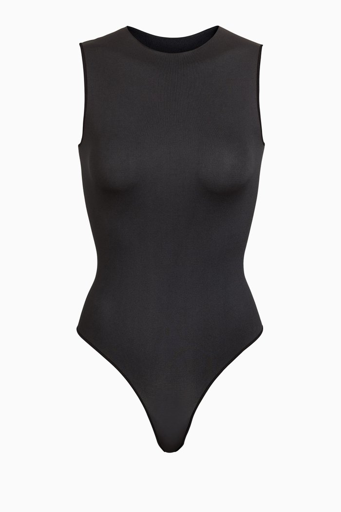 

Essential Crew Neck Thong Bodysuit, Black