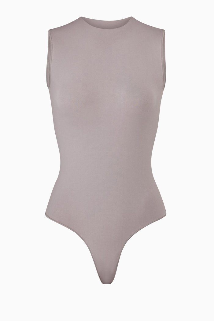 

Essential Crew Neck Thong Bodysuit, Grey