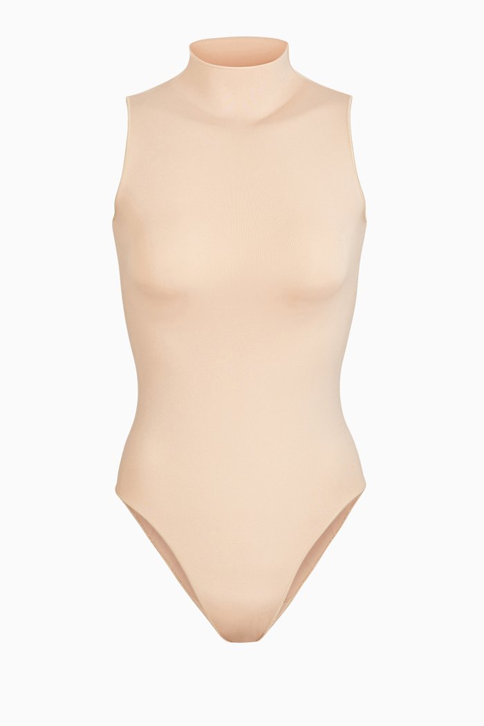 Essential Mock Neck Bodysuit, Brown