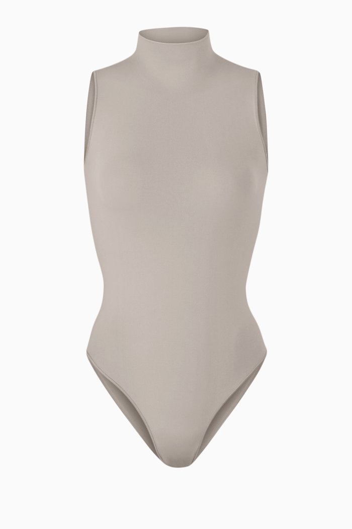 Essential Mock Neck Bodysuit, Grey