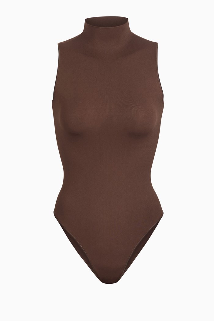 

Essential Mock Neck Bodysuit, Brown