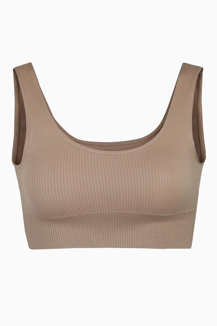 

Stretch Rib Scoop Bralette, Brown