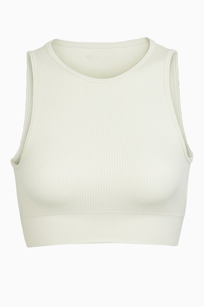 

Stretch Rib High Neck Bra, White