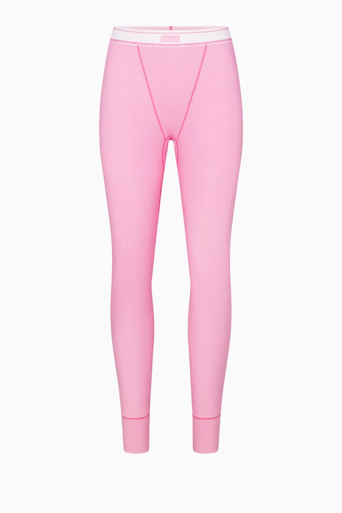 

Cotton Rib Leggings, Pink