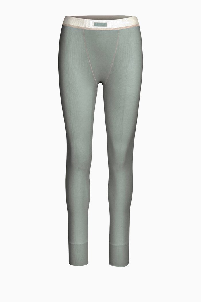 

Cotton Rib Thermal Leggings, Grey