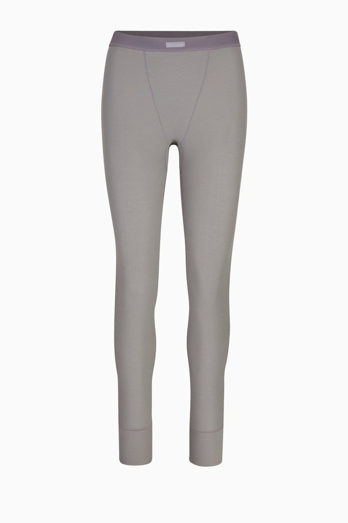 

Cotton Rib Thermal Leggings, Grey
