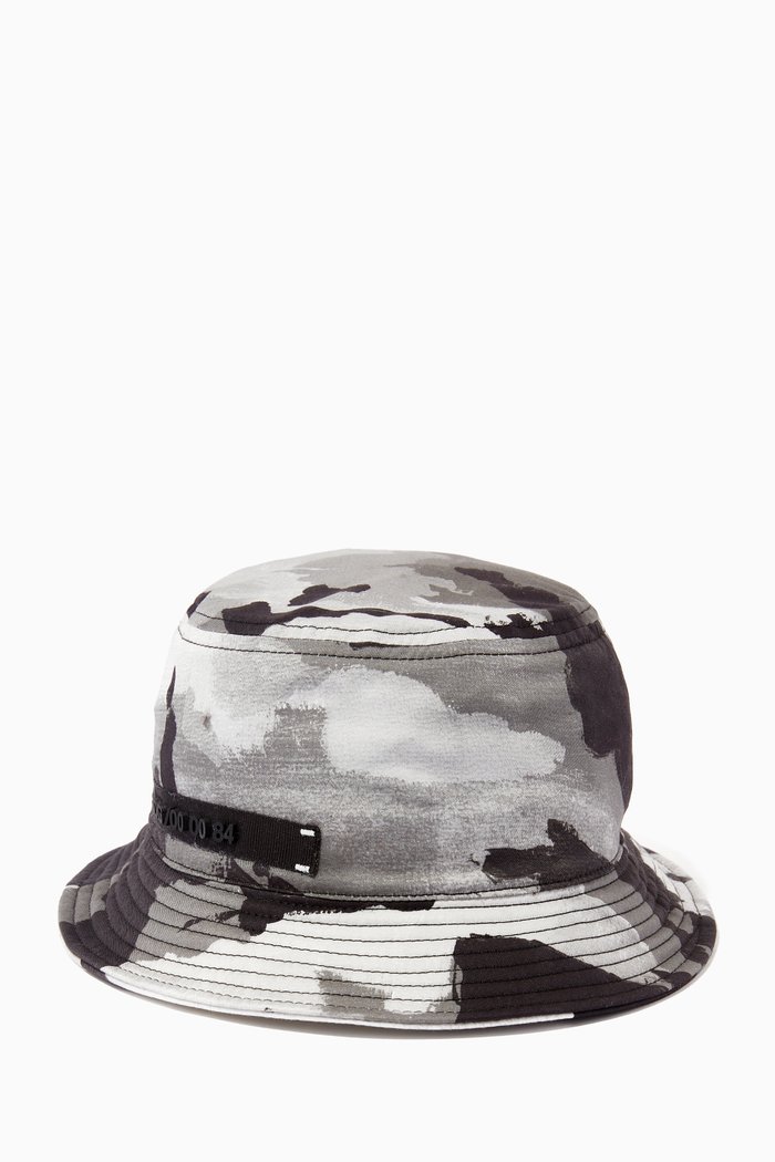 

Camouflage Bucket Hat with Patch in Cotton Twill, Grey