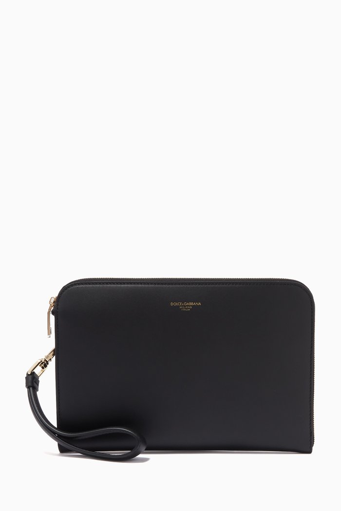 Monreale Clutch in Leather, Black
