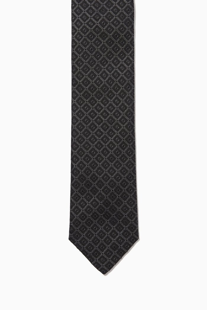 

Jacquard Geometric Tie in Silk, Black