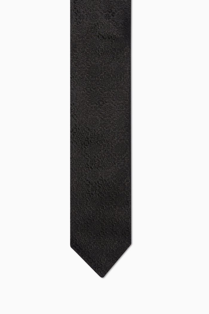 

Floral Jacquard Tie in Silk, Black