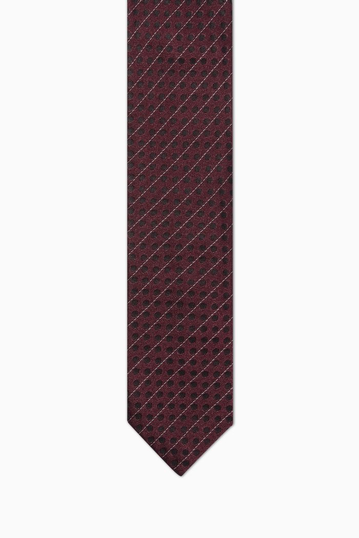 Jacquard Geometric Tie in Silk, Black