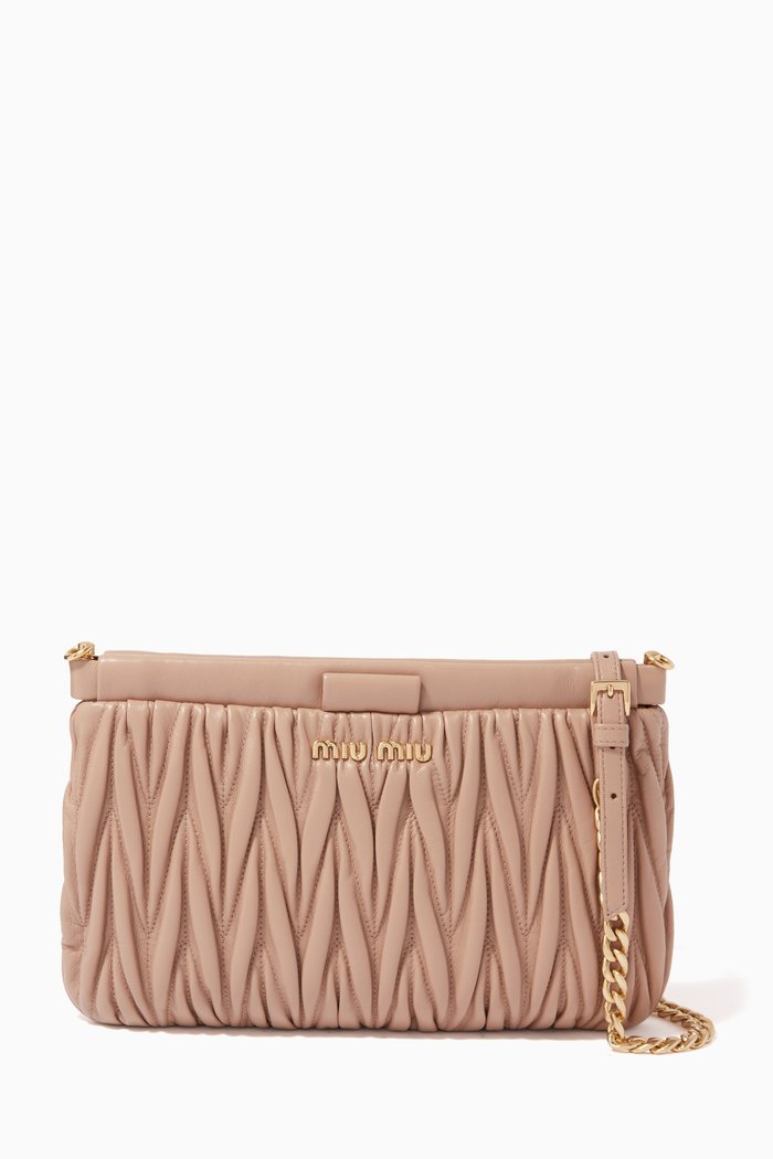 

Clutch Bag in Matelassé Leather, Neutral