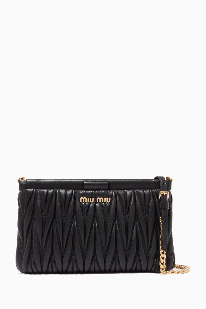 

Clutch Bag in Matelassé Leather, Black