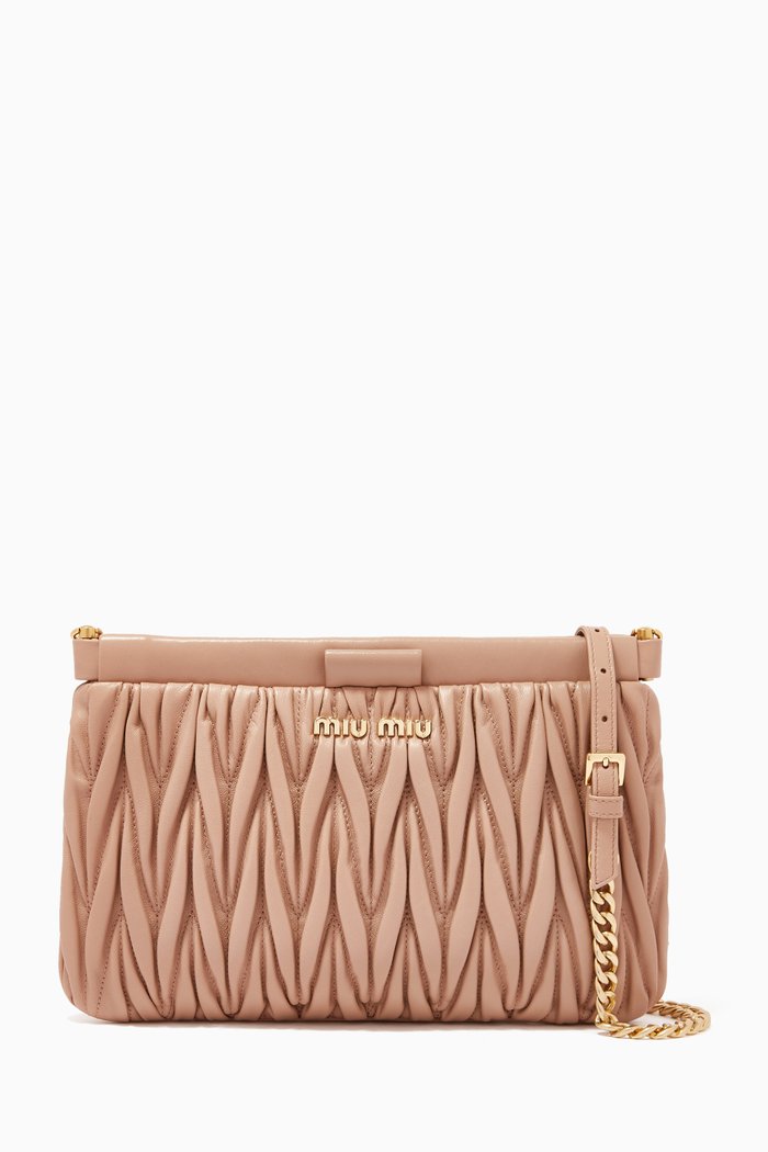 

Clutch Bag in Matelassé Leather, Pink