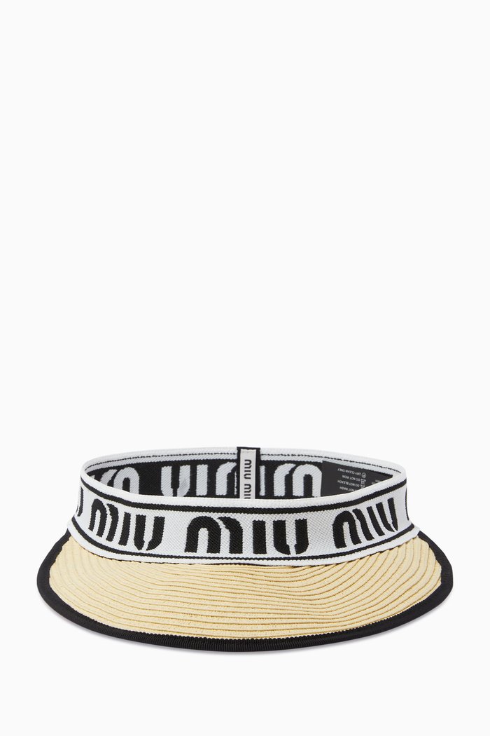 

Logo Band Visor in Raffia, Neutral