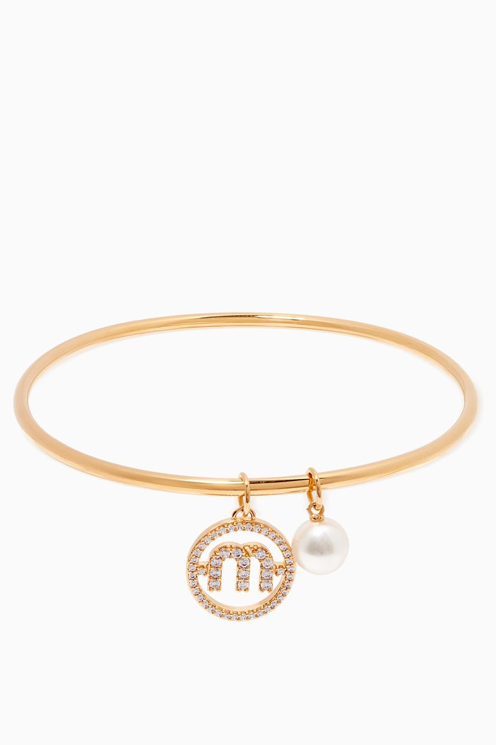 

Miu Pearl Bangle Bracelet in Metal, Gold