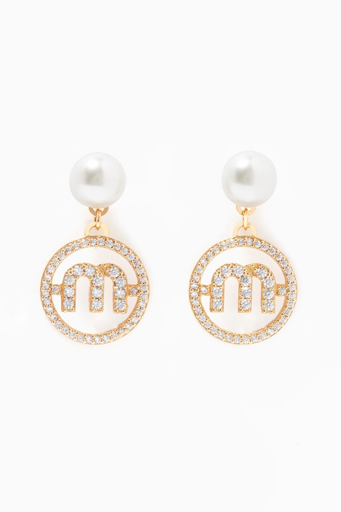 

Miu Pearl Pendant Earrings in Metal, Gold