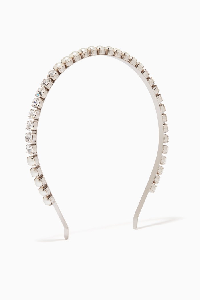 Pearl & Crystal Hedband in Brass, Silver