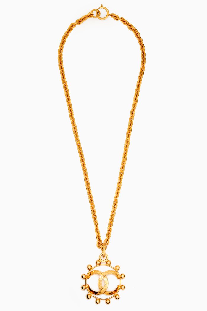 

CC Pendant Necklace, Gold
