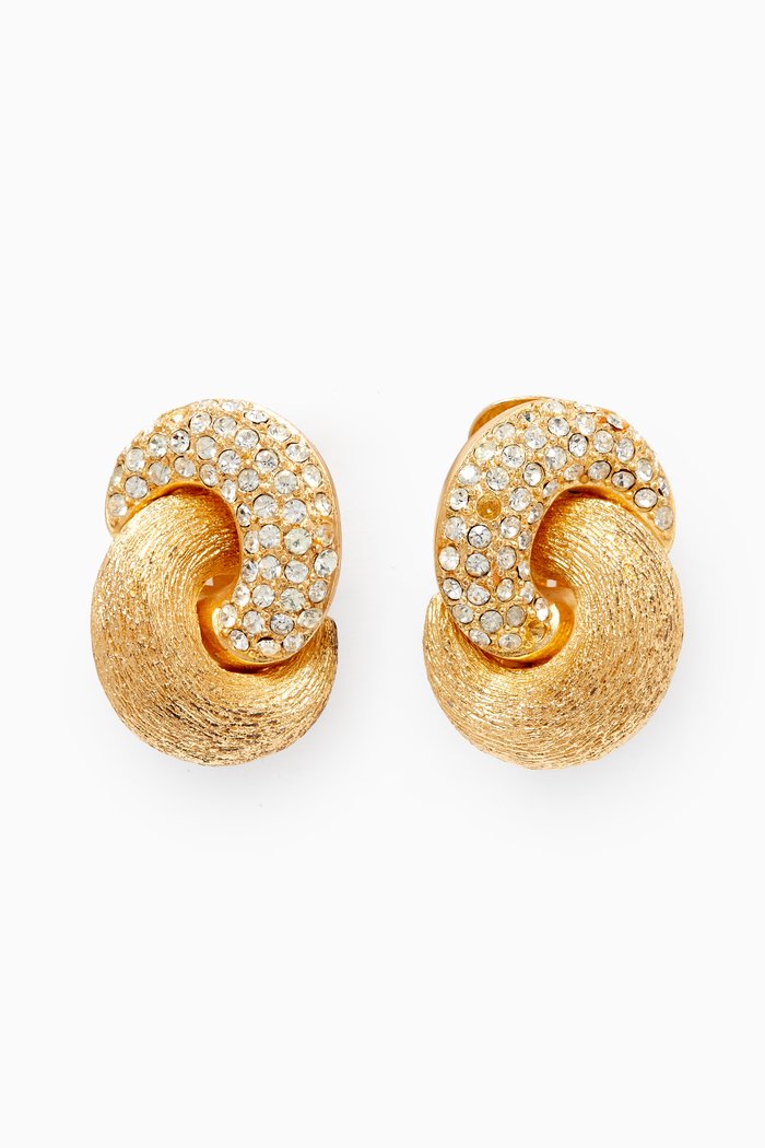

Crystal Clip Earrings, Gold