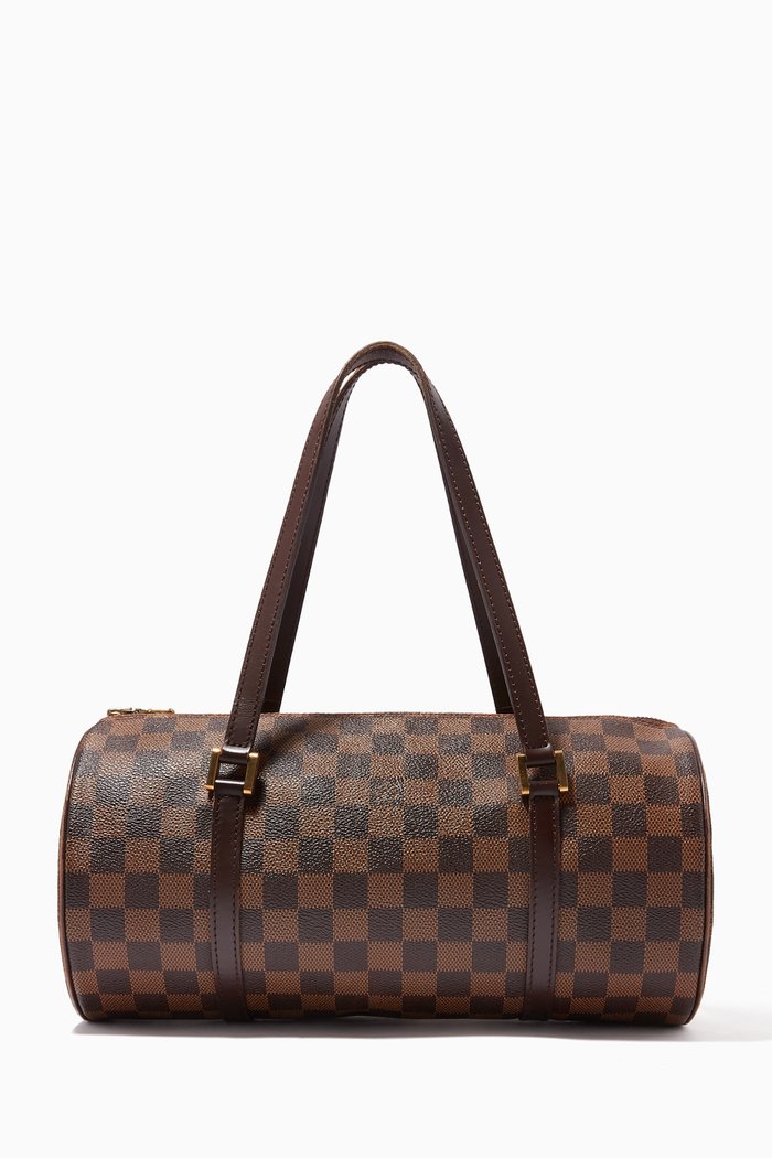 

Papillon Handbag in Damier Canvas, Brown