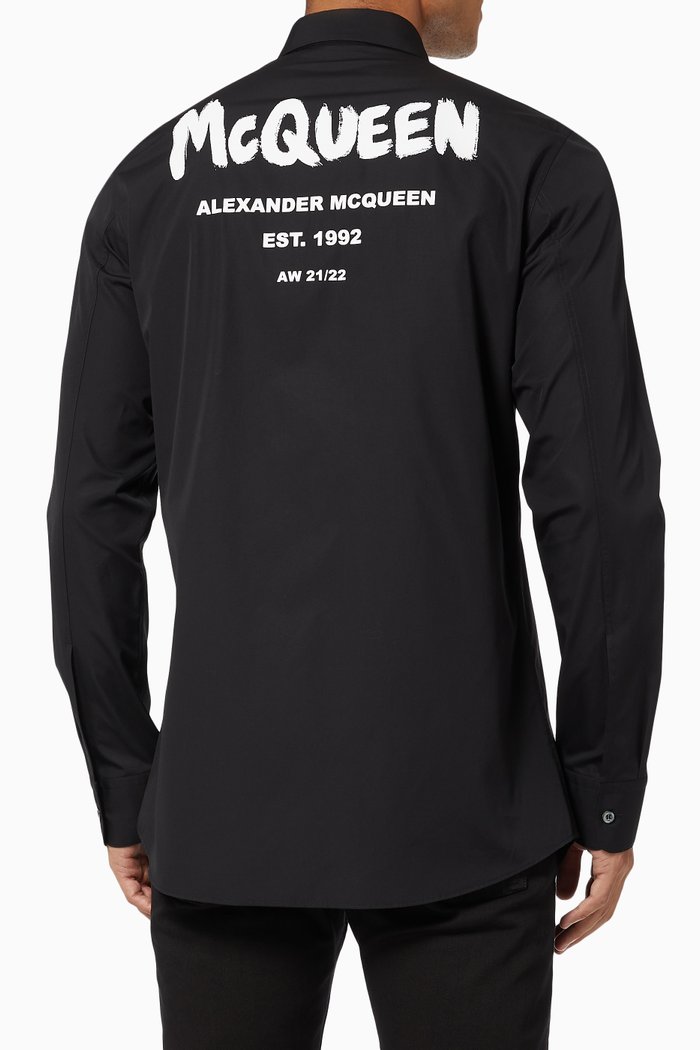 

McQueen Graffiti Shirt in Poplin, Black