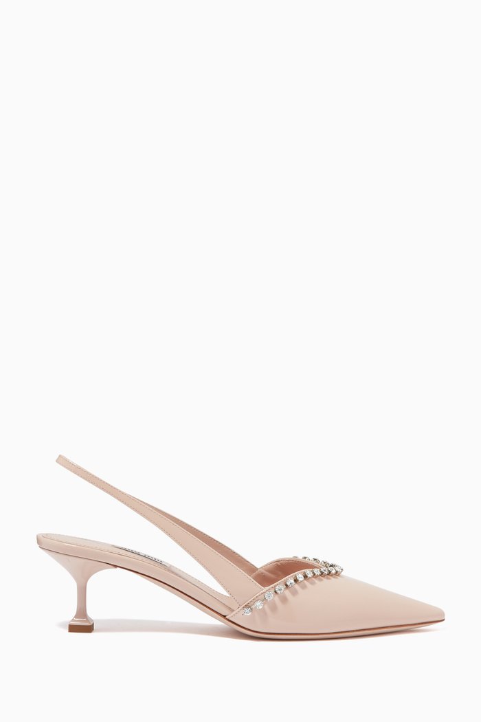 Crystal-Embellished 55 Slingback Pumps in Patent Leather, Pink