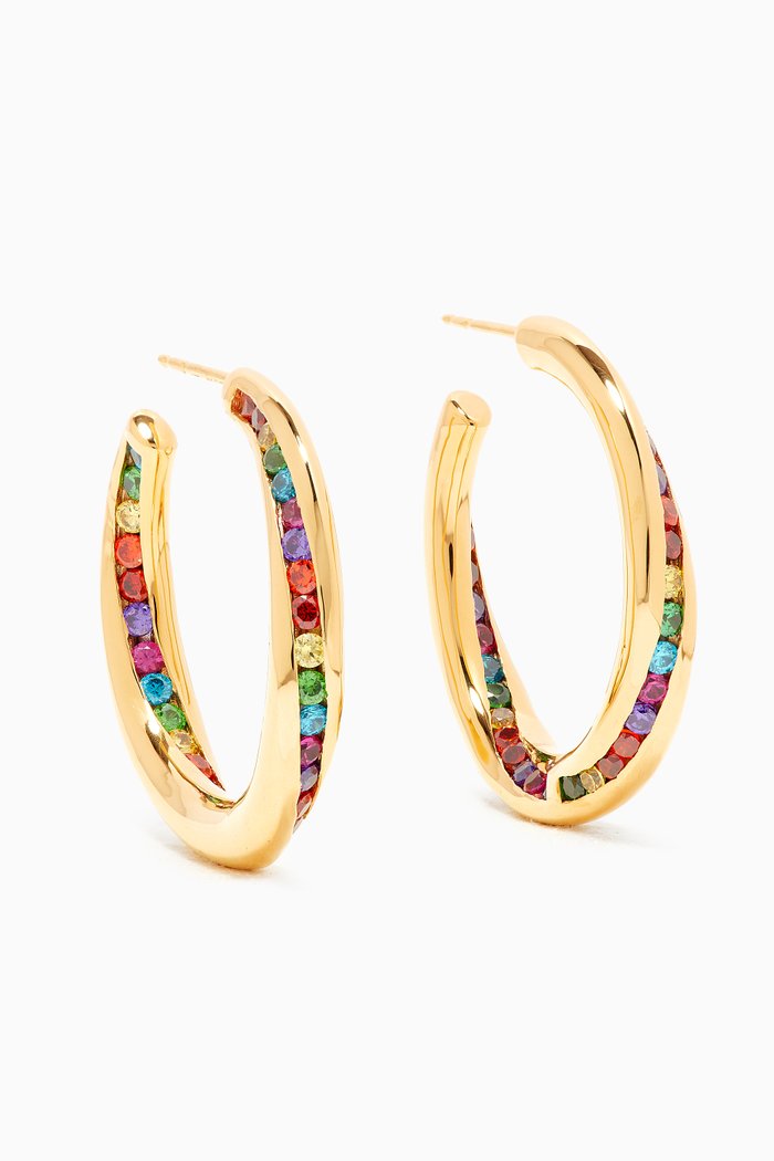 

Rainbow Seashell Hoops in 18kt Yellow Gold Vermeil, White