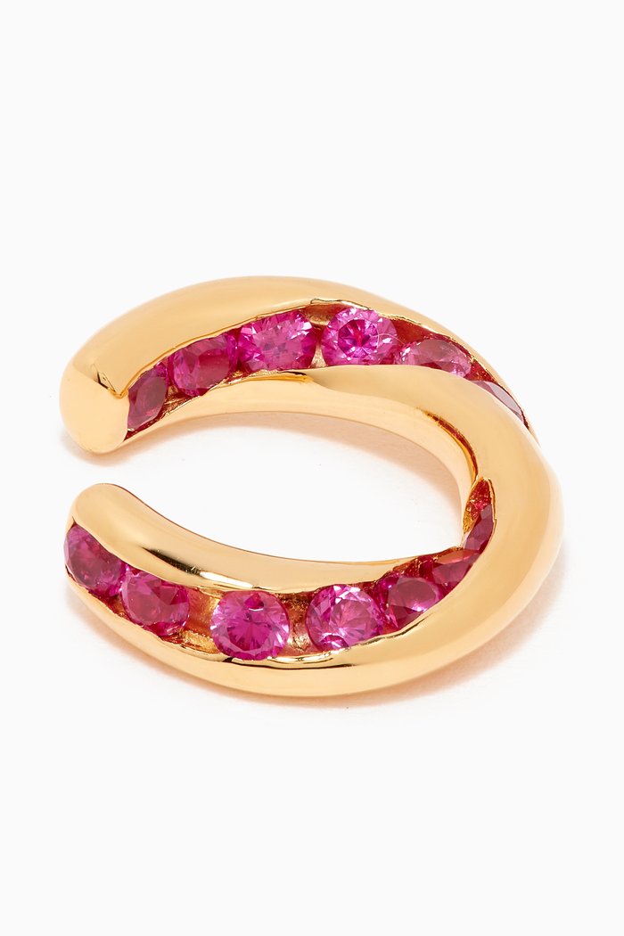 

Midnight Treasure Cuff in 18kt Yellow Gold Vermeil, Pink