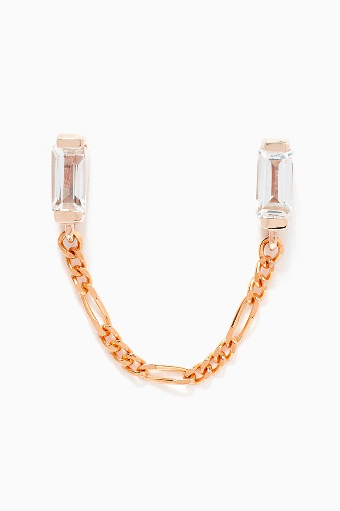 Twin Baguette Single Stud in 18kt Rose Gold Vermeil