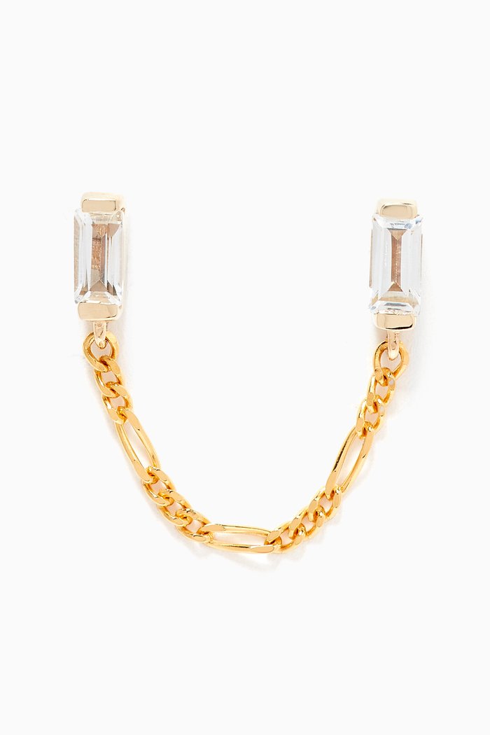 

Twin Baguette Single Stud in 18kt Yellow Gold Vermeil