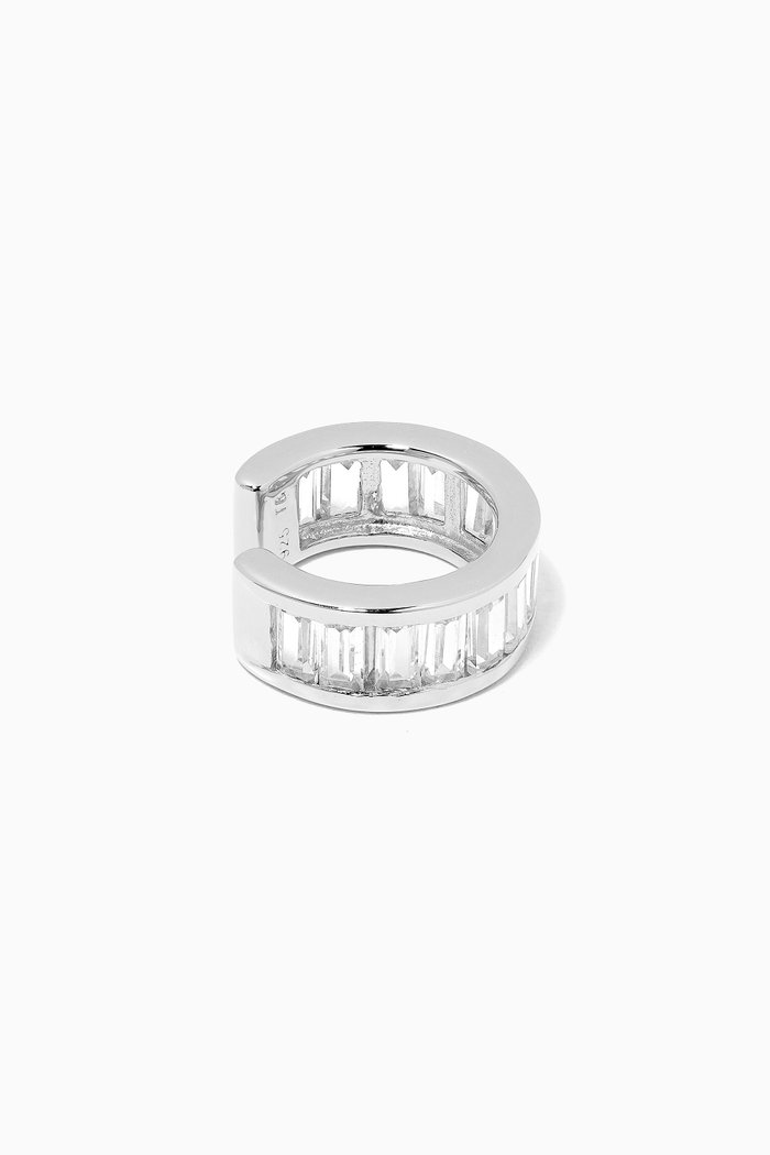 Baguette Single Ear Cuff in 925 Sterling Silver