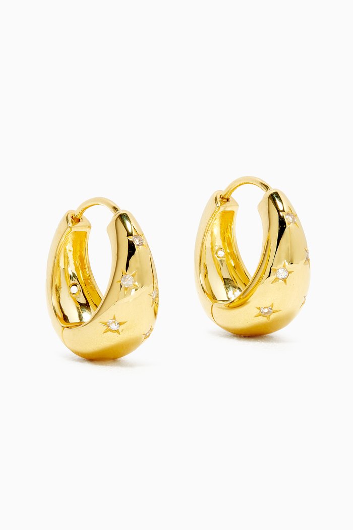 Celestial Hoops in 18kt Gold Plated Brass, Yellow