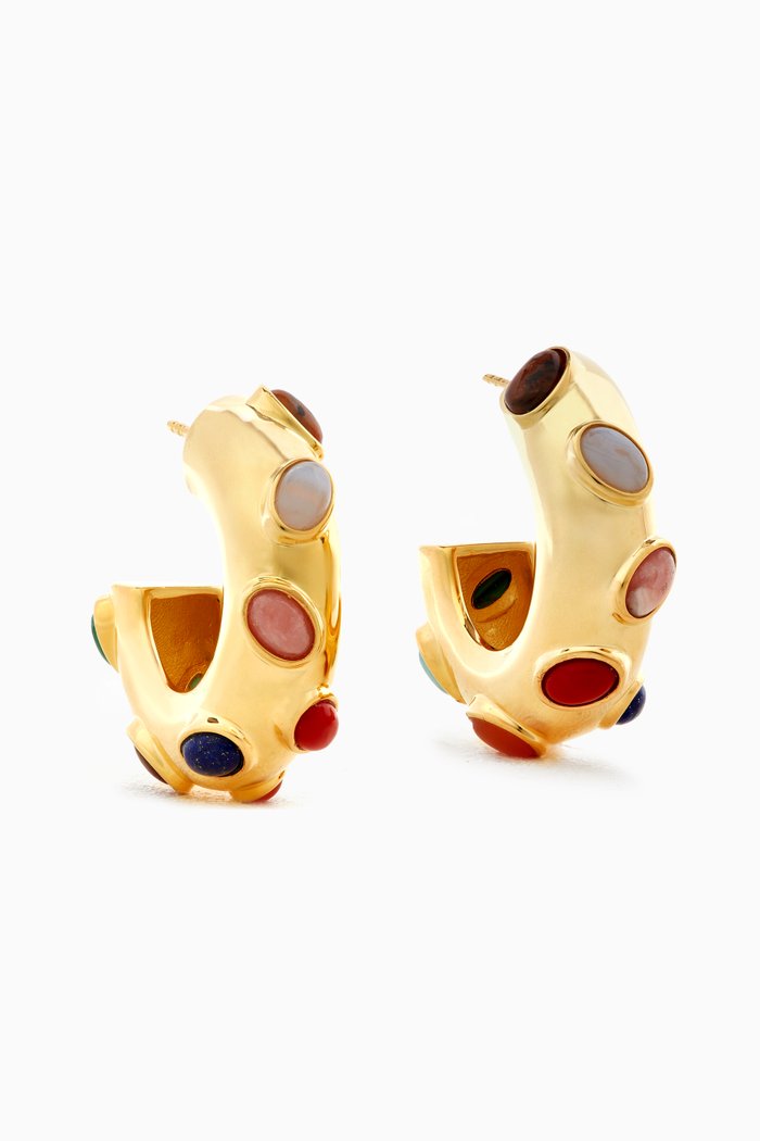 

9 Stone Hoops in 18kt Yellow Gold Vermeil