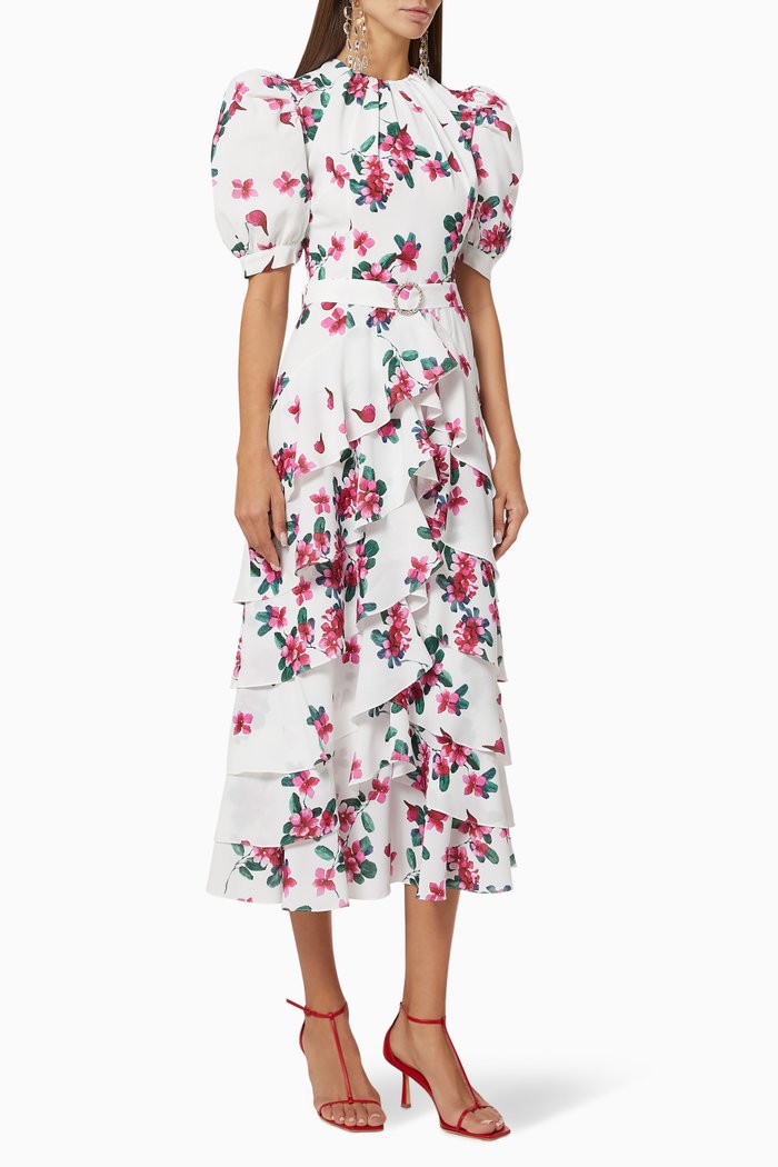 

Angela Floral Dress, White