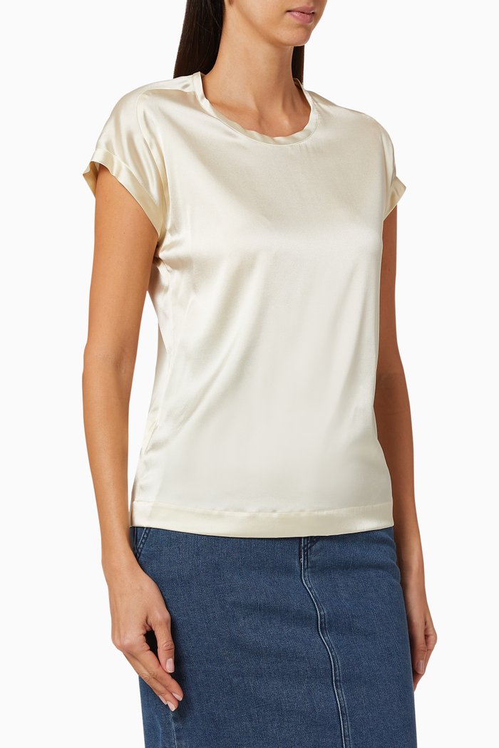 

Farisa 18 Silk Satin Blouse, White