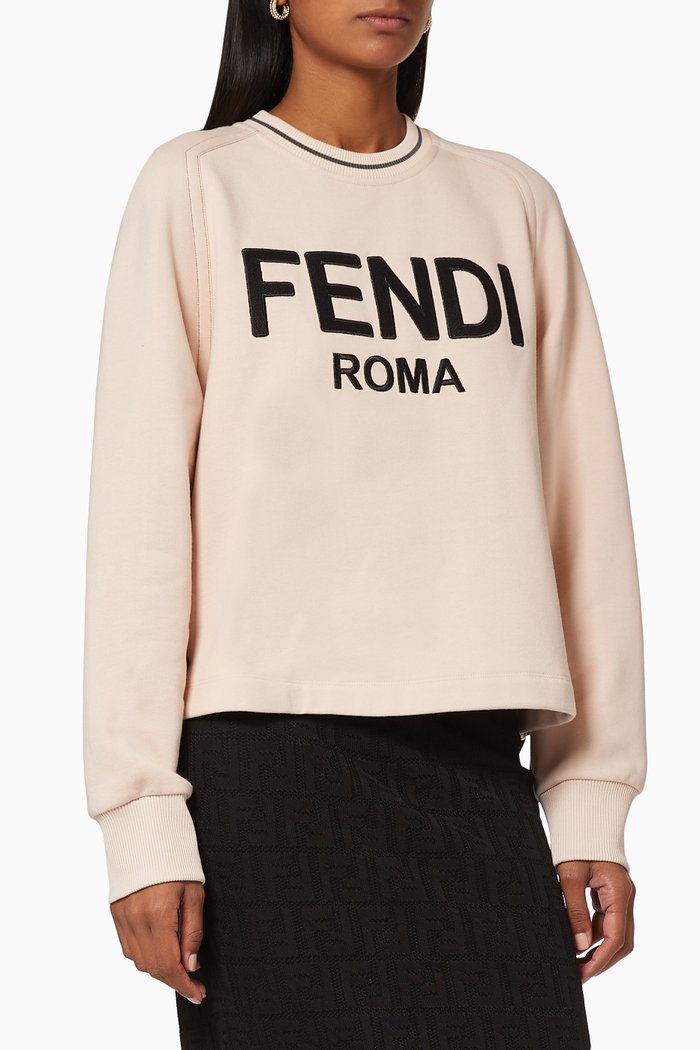 

FENDI ROMA Jersey Cropped Sweatshirt, Pink