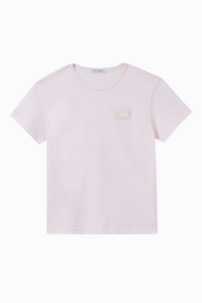 

Cotton T-shirt with DG Plaque, Pink