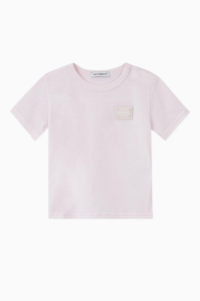 Cotton T-shirt with DG Plaque, Pink
