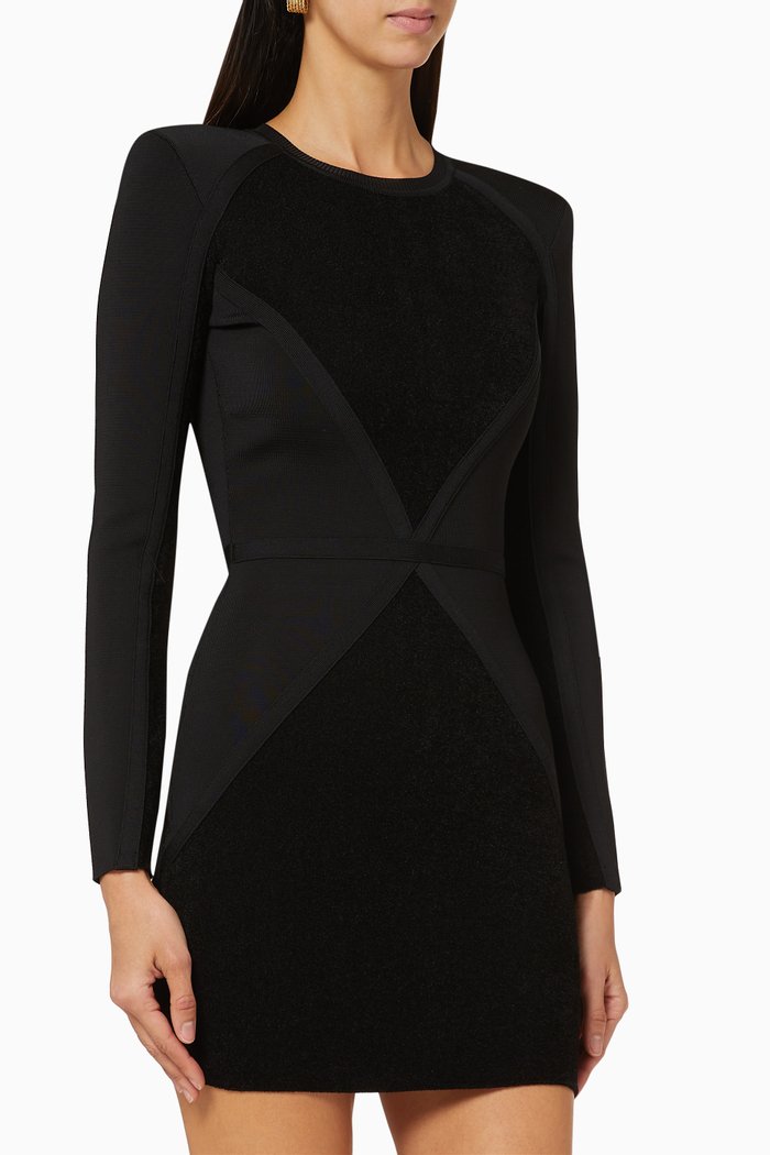 

Colourblock Chenille Knit Mini Dress, Black