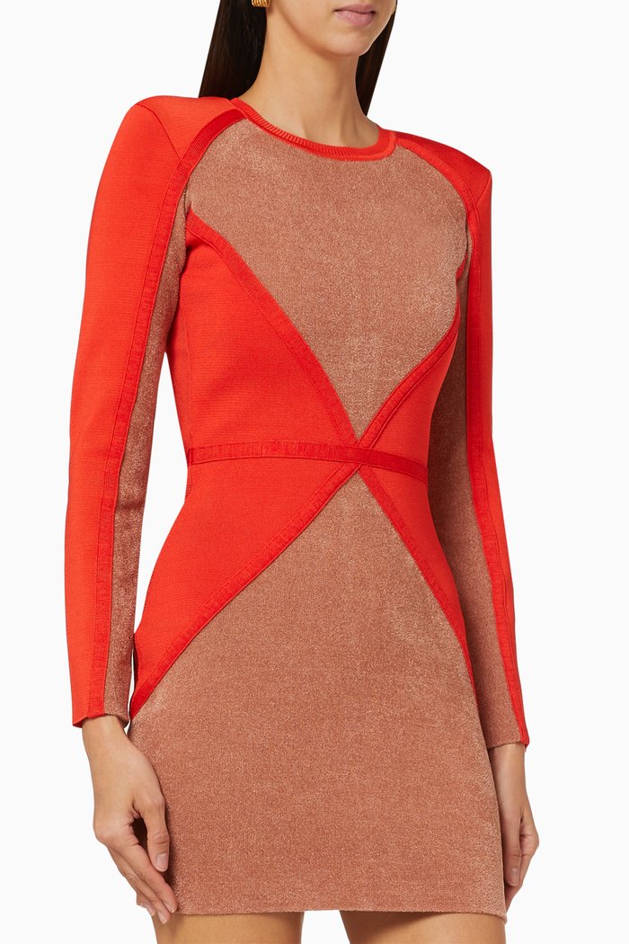 

Colourblock Chenille Knit Mini Dress, Rose gold