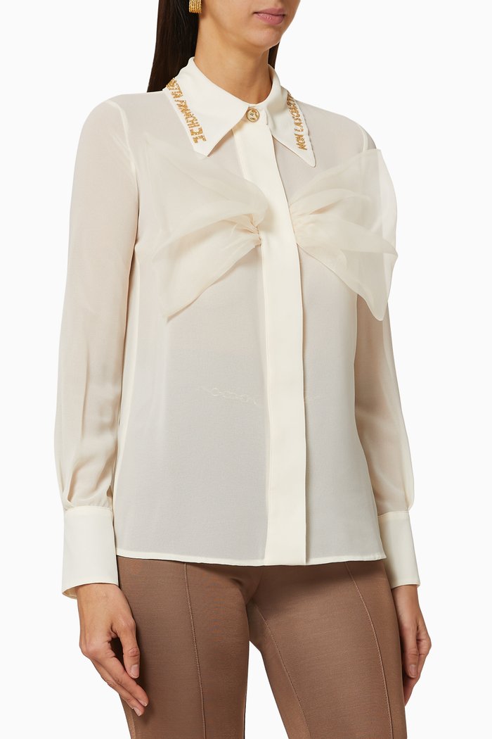 

Organza Bow Georgette Blouse, White