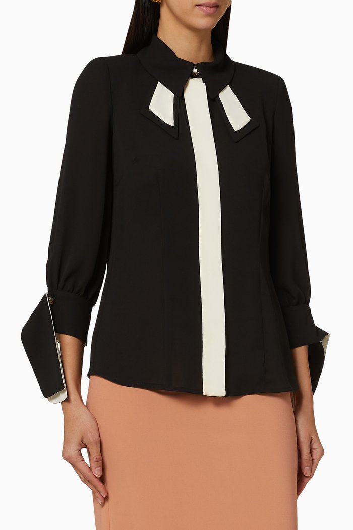 

Detachable Bow Georgette Blouse, Multicolour