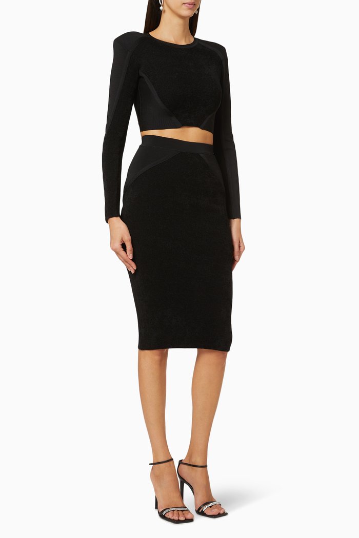

Colourblock Chenille Knit Set, Black