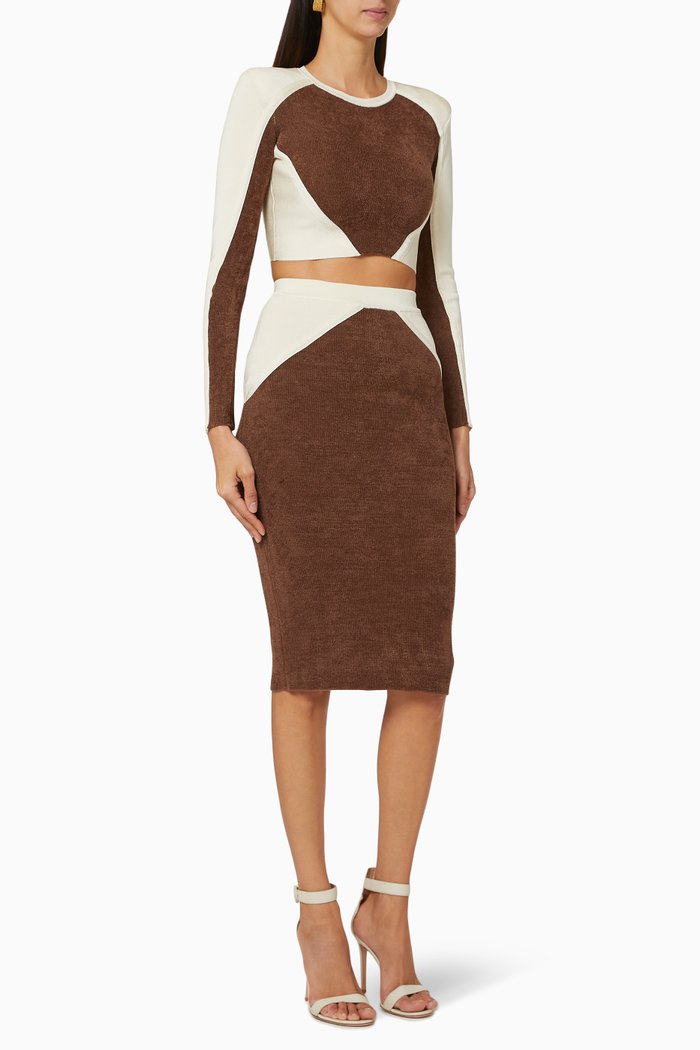 

Colourblock Chenille Knit Set, Silver
