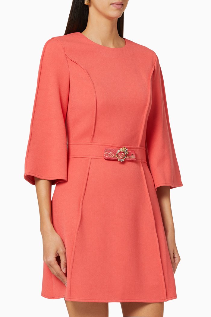 

Bow Appliqué Viscose Blend Dress, Red