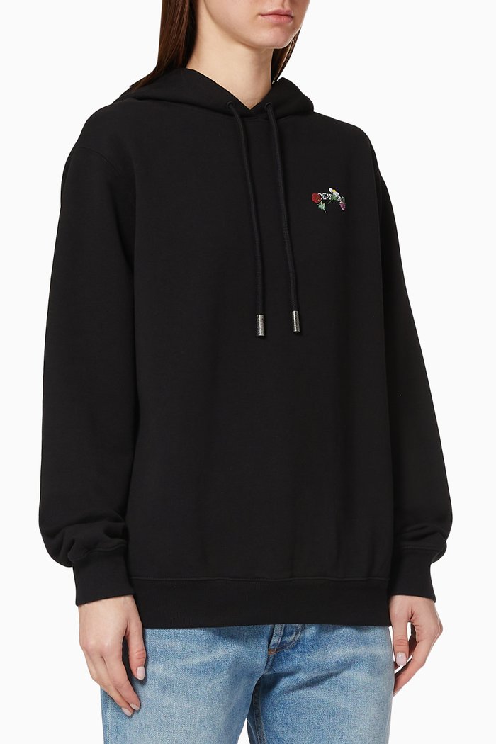 

Flower Arrows Cotton Hoodie, Black