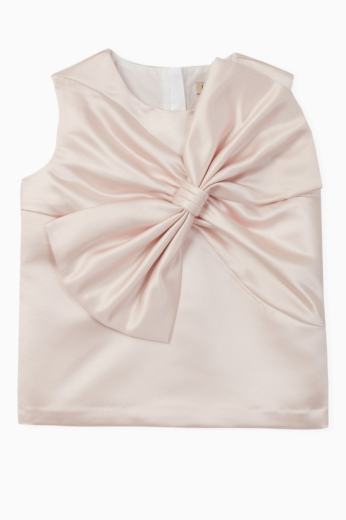 

Giant Bow Shell Satin Top, Pink