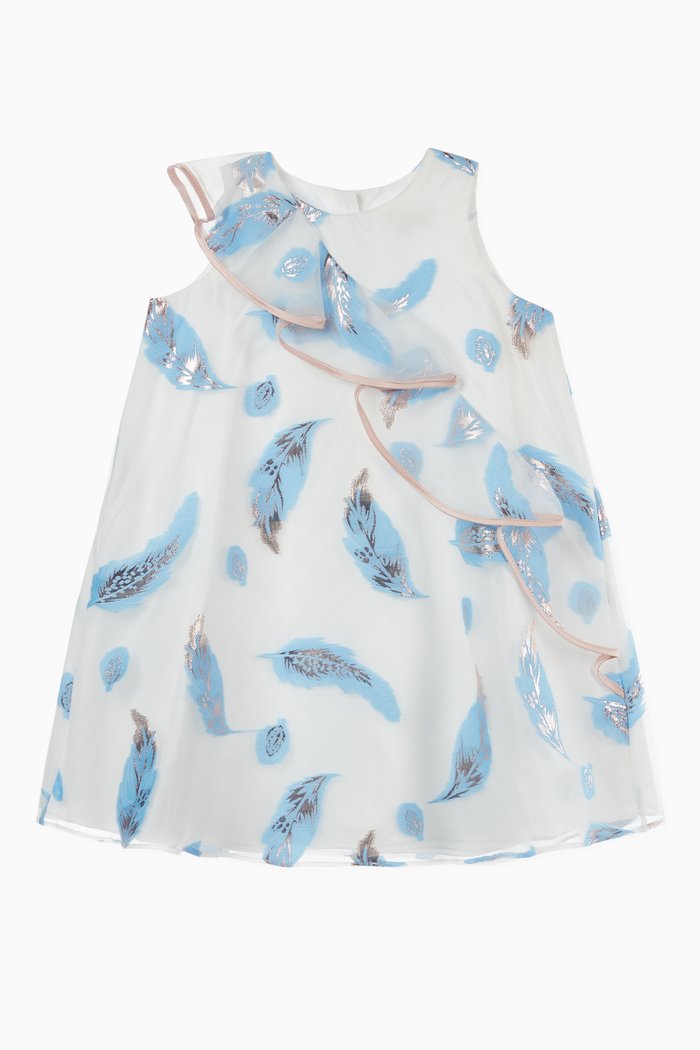 

Feathers Ruffle Organza Dress, Multicolour