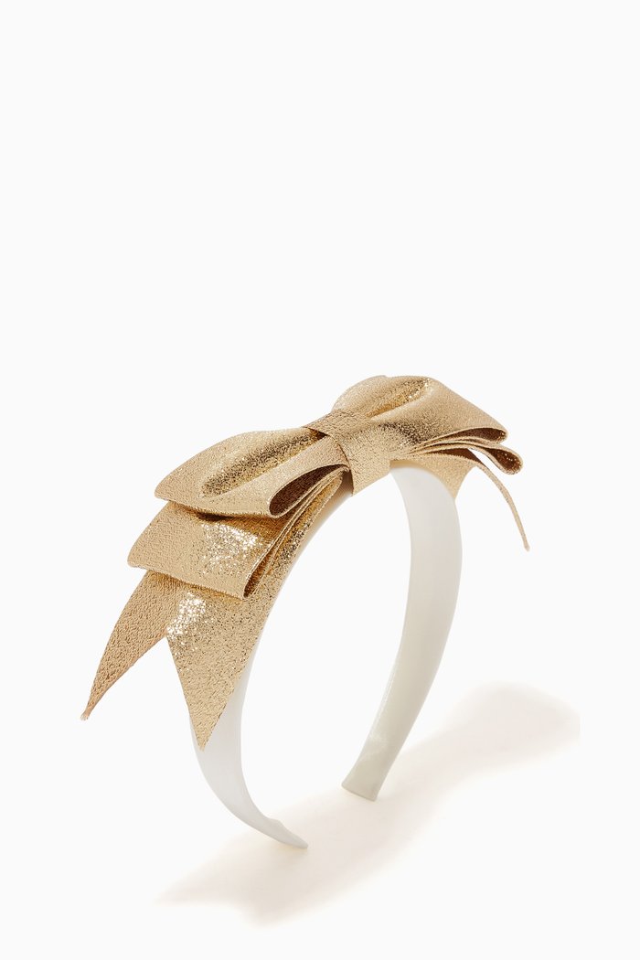 

Present Bow Hairband in Metallic Crêpe & Satin, Gold